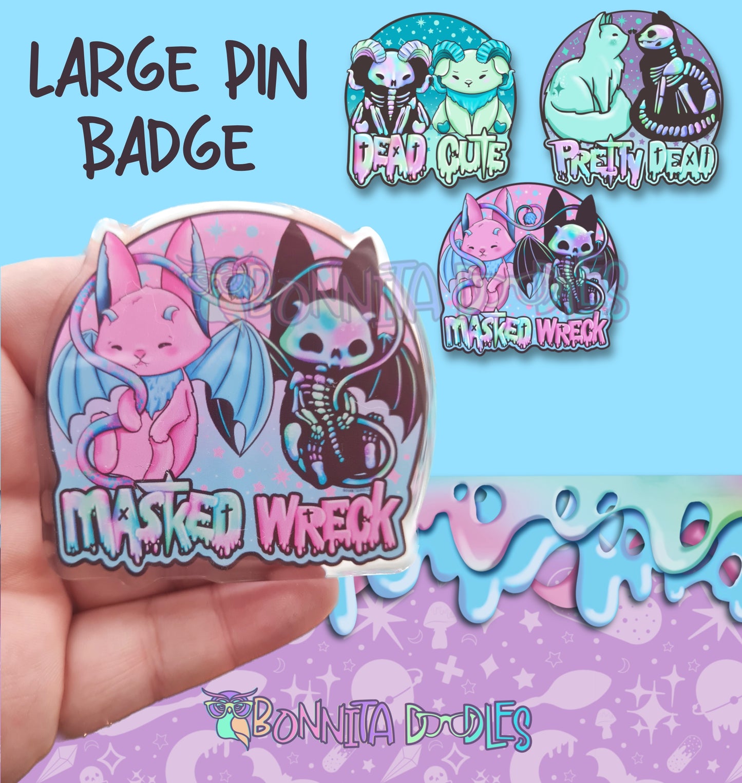 Large Acrylic Pin Badge - 3 designs available