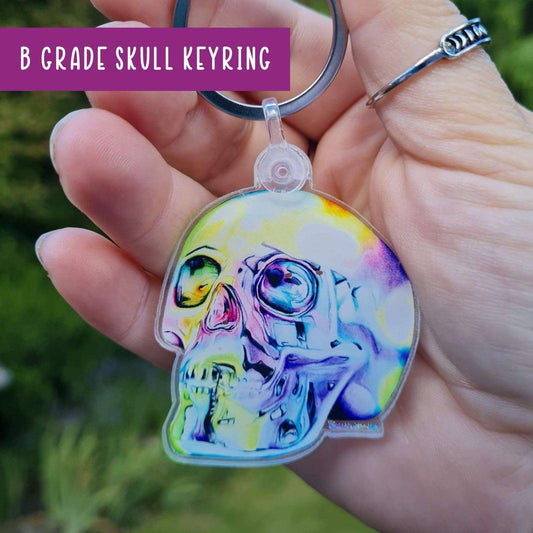 B grade rainbow skull - keychain