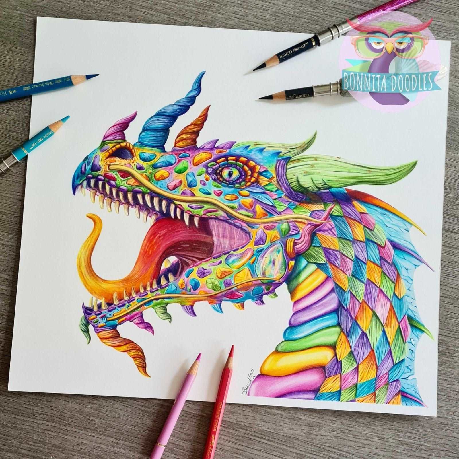 Opal Aura - Fantasy Pride Dragon - Original drawing