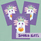 Spooky Axolotl - trick or treat vinyl sticker / print