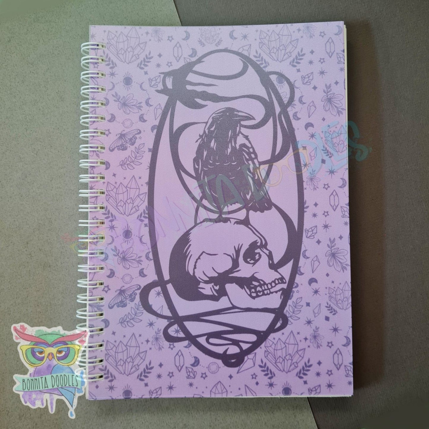 Raven skull notebook - perfect gift
