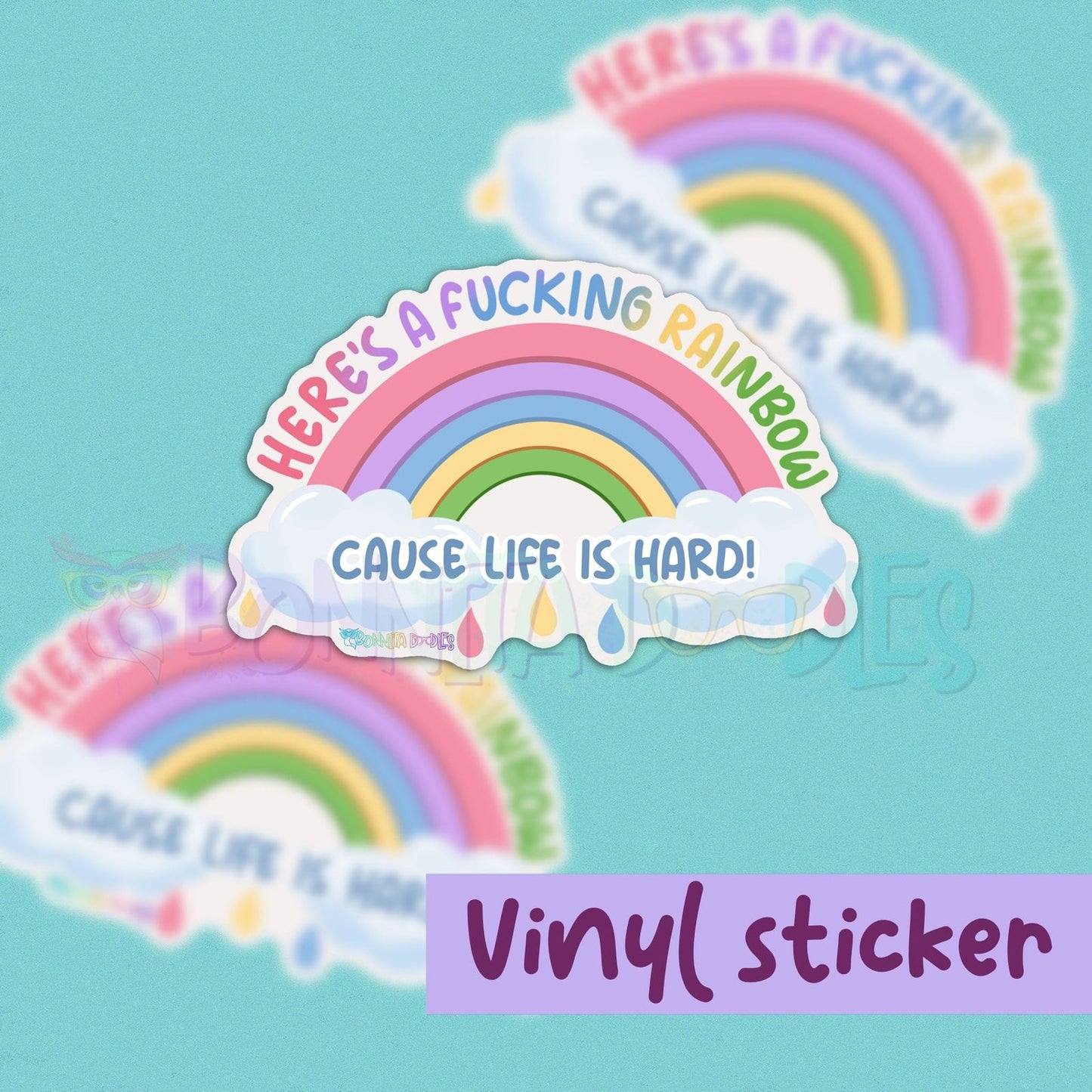 Here's a rainbow Sweary sticker or print - adult humour
