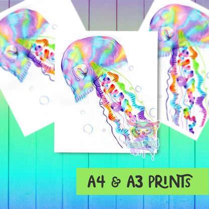 Skellyfish Opal rainbow print - Home art print