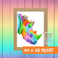 Opal Rhinoceros print - rainbow