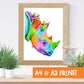 Opal Rhinoceros print - rainbow