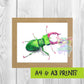 Stag beetle - Peridot Series. Home art print