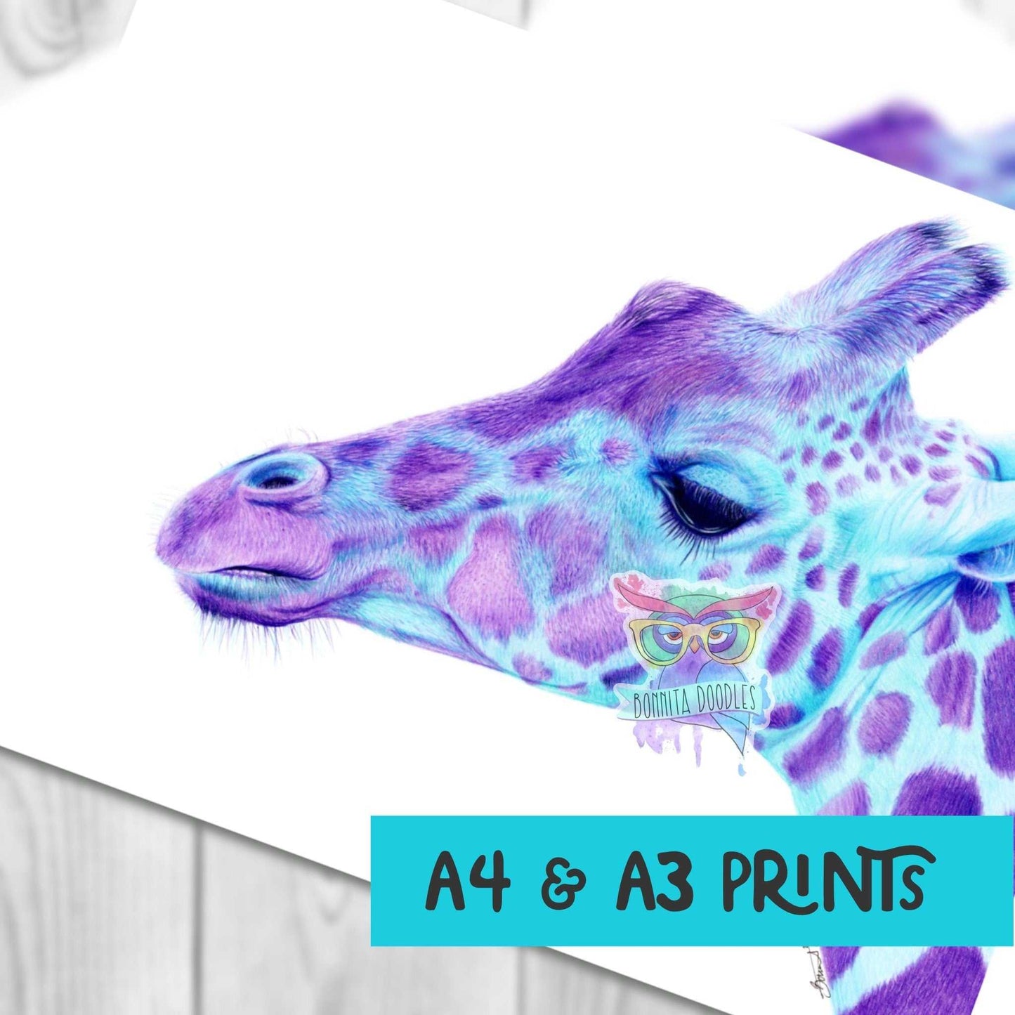 Blue Giraffe print - Sapphire Series. Home art print