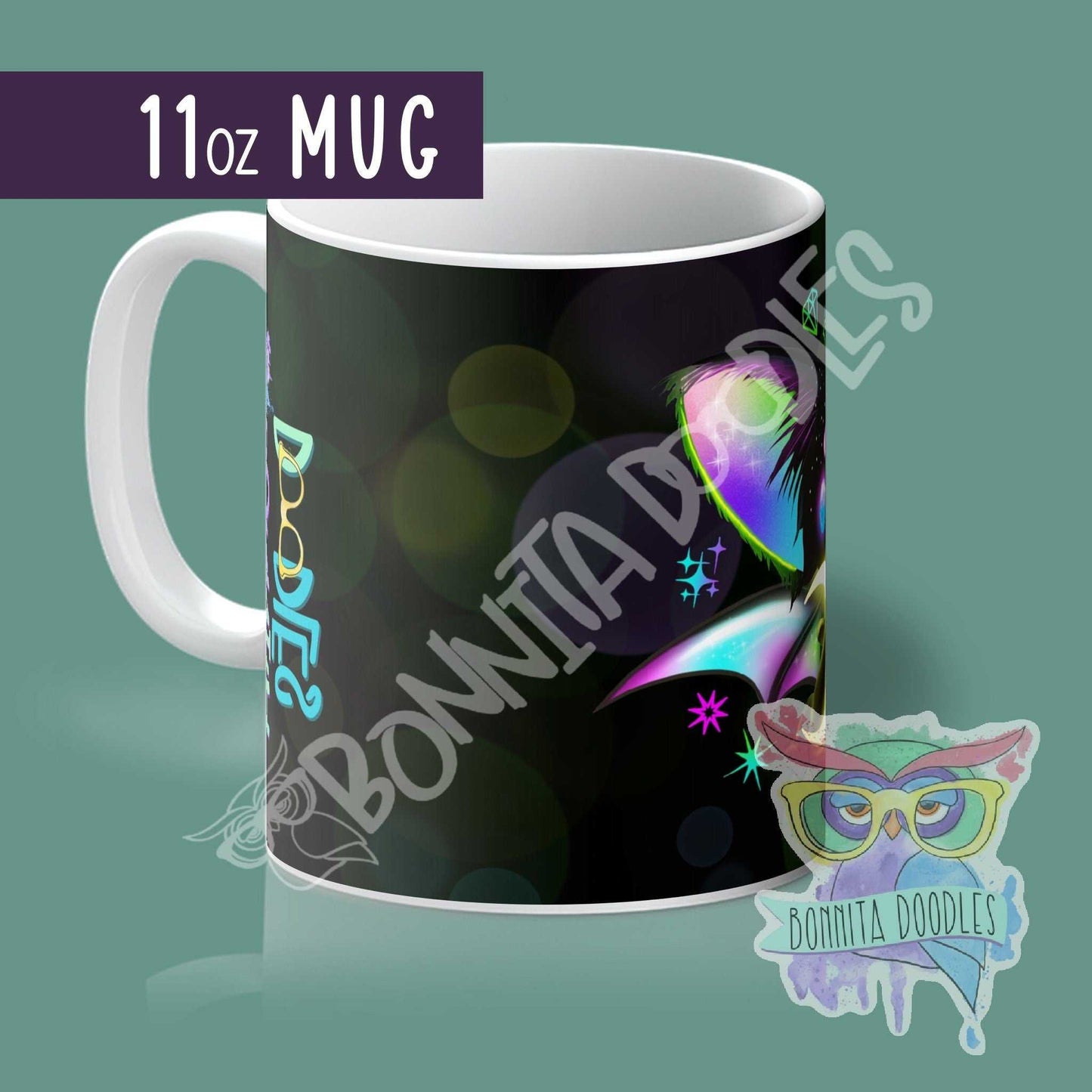 Galaxy kawaii bat mug - made to order