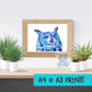 Screech owl print - Sapphire Series. Home art print