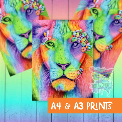 Opal Lion print - rainbow