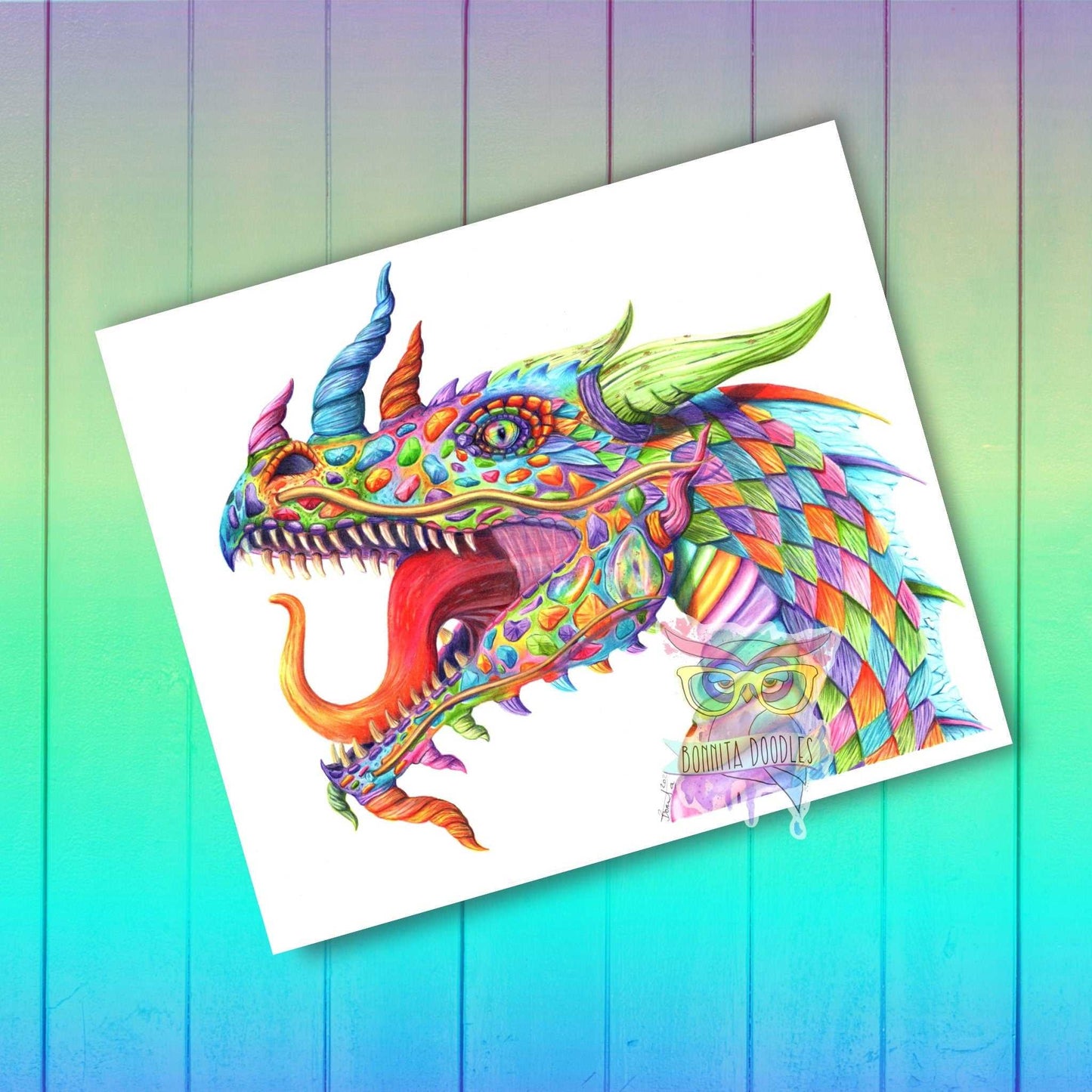 Opal Aura - Fantasy Pride Dragon - Original drawing